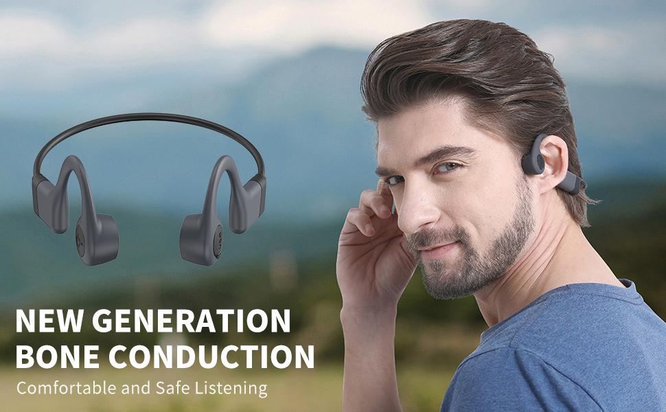 Bone Conduction Headphones Premium Open-Ear Wireless Bluetooth Sport Headphones with Microphones 20Hr Playtime Waterproof 460mah