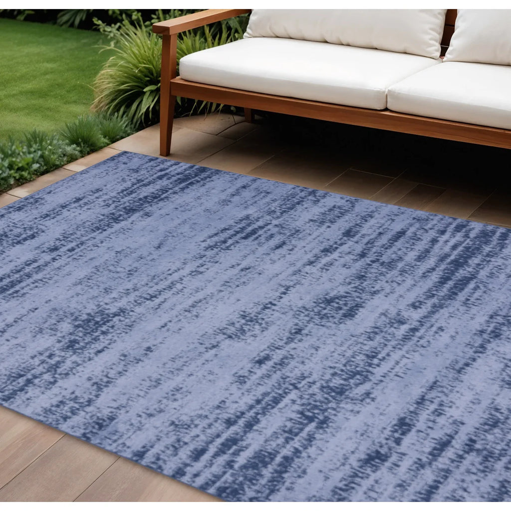 HMS 10' X 14' Abstract Indoor Outdoor Area Rug Denim Blue and Navy Blue Stylish and Versatile Set