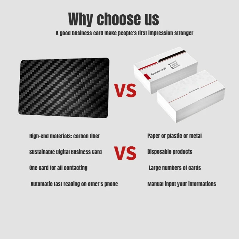 5Pcs NFC Carbon Fiber Card NFC Business Card Fast Reading Ntag 215 Smart Name Card Digital Business Card Social Recognition Card