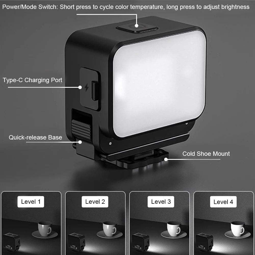 IPX4 Vlogging Light Mini LED Action Camera Video Light Magnetic Photography Lighting for DJI Osmo OsmoCamera Cage Accessories