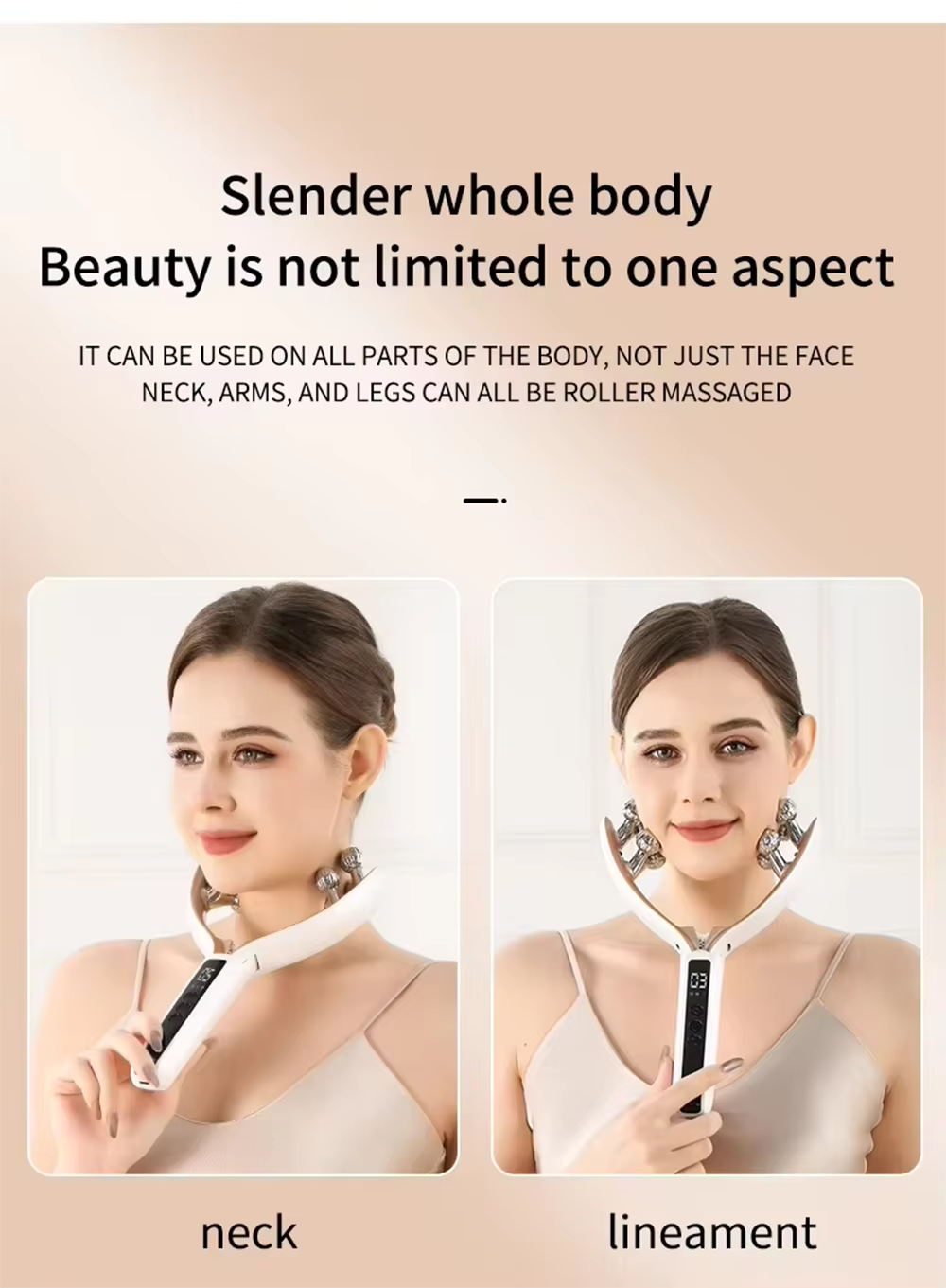 Facial Massager for Face and Neck V‑Shape Lifting Roller with Microcurrent Red Blue Light Therapy Vibrating Face Slimmer Device