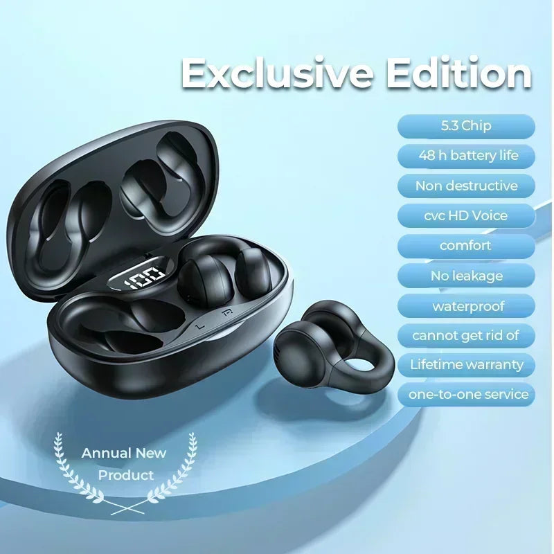 Wireless Earphone Noise Reduction Bluetooth LDE Power Display Earbuds in-Ear Headsets with Mic Touch Control for Phones