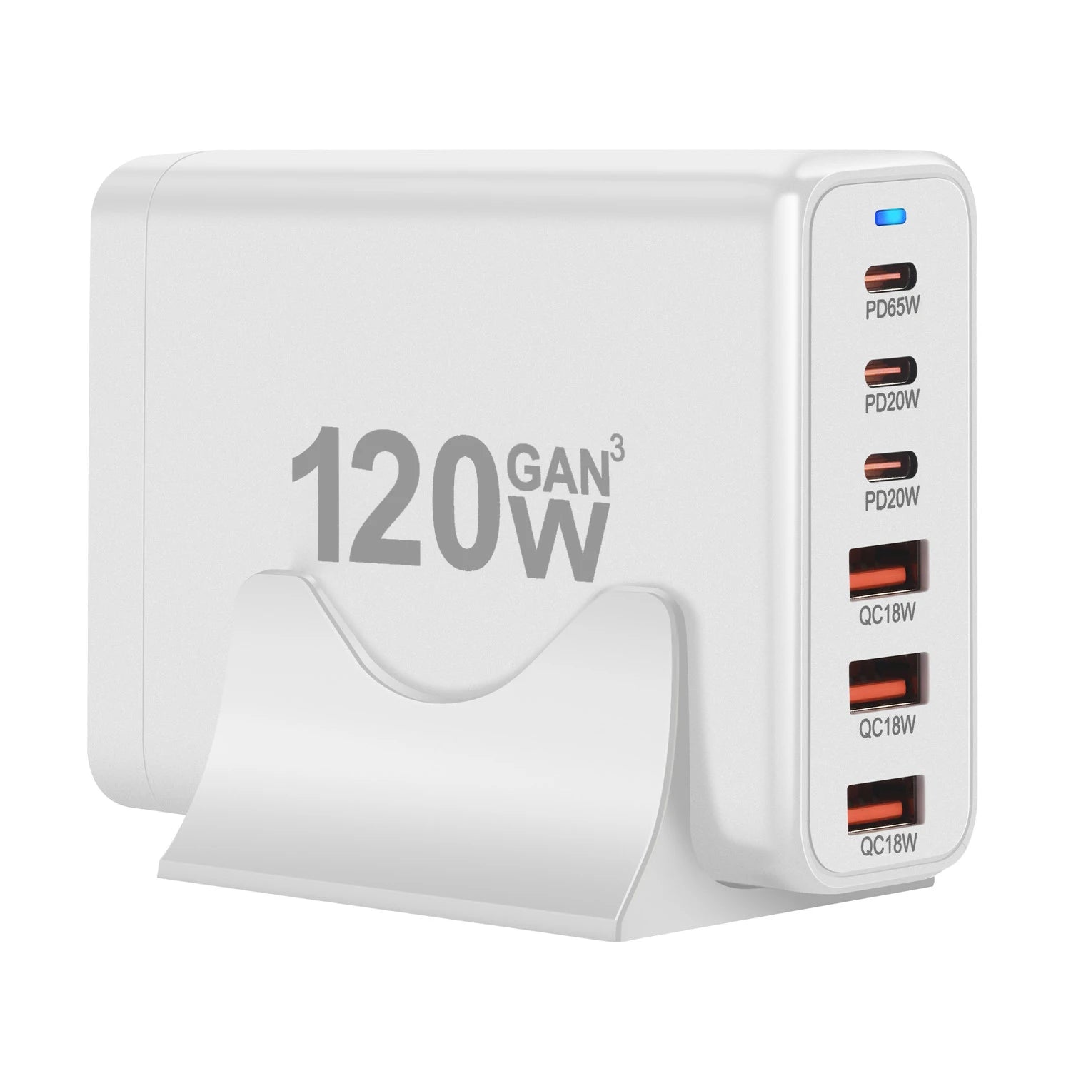 New Style 120W GaN Charger 6 Ports USB Type C PD Charger Quick Charge USB3.0 Type C Quick Charger Mobile Phone USB Charger