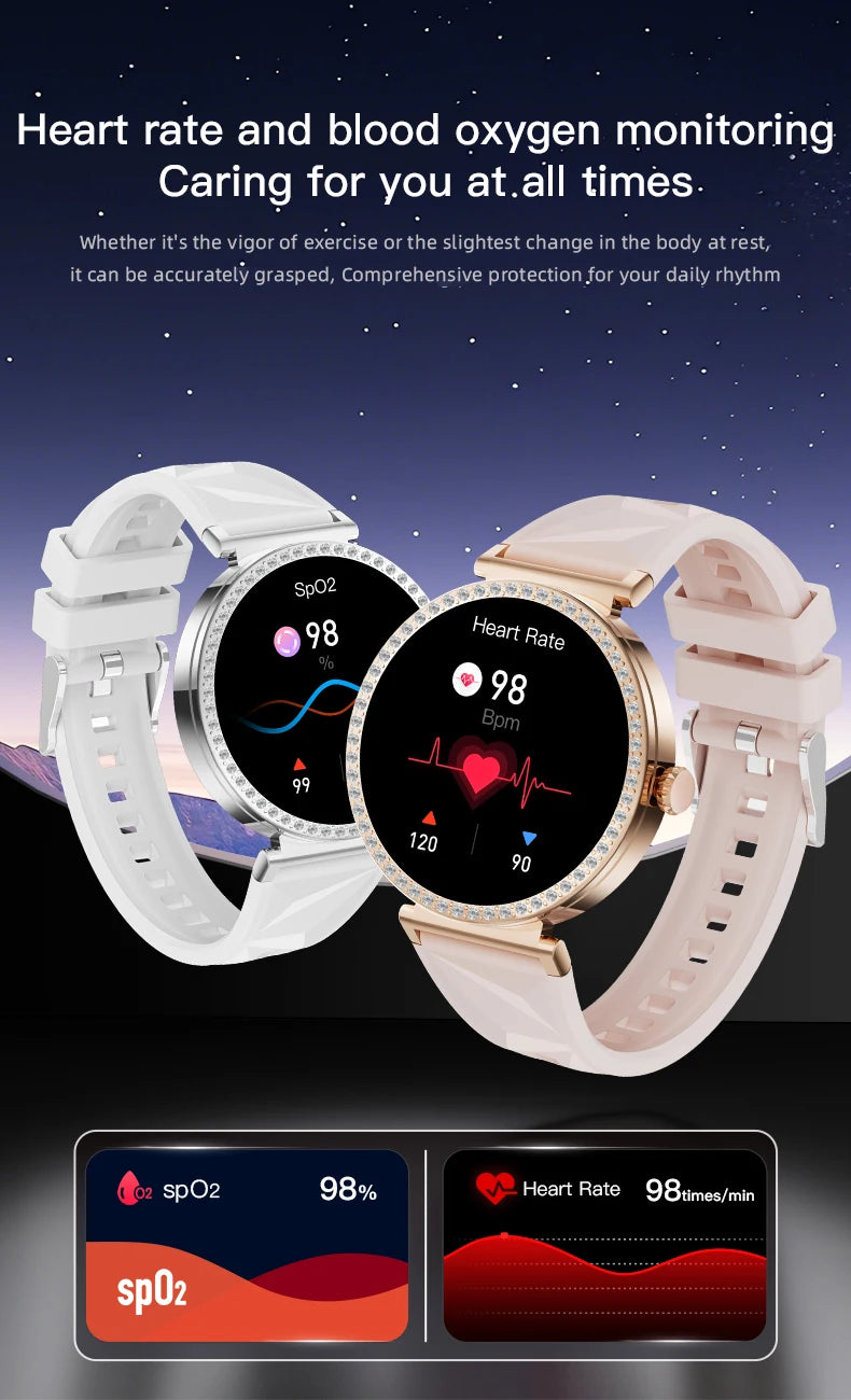 LIGE New 1.27" HD Screen Smart Watch For Women Health Band Waterproof Fitness Tracker Bluetooth Call Bracelet Ladies Smartwatch