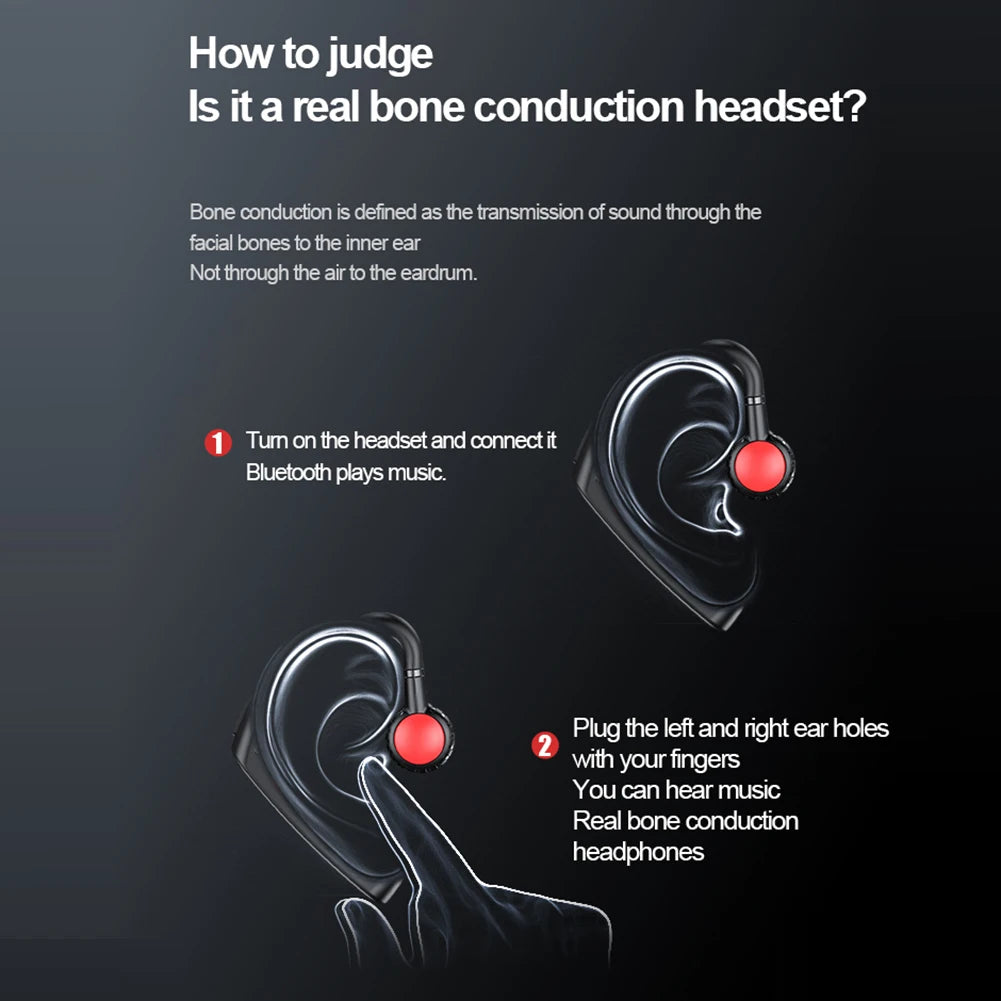 Bone Conduction TWS Headphones Wireless Bluetooth 5.1 Headset Noise Reduction Stereo Ear Clip Earbuds Waterproof Sport Earphone