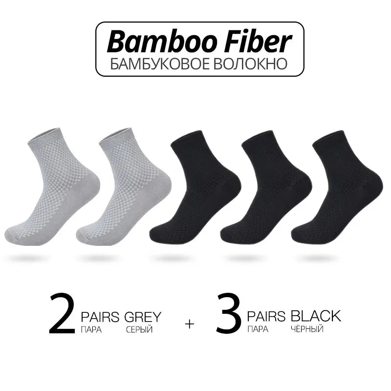 Bamboo Fiber Men Socks 5Pairs/Lot New Classic Business Long Socks Summer Winter Casual Man Dress Sock