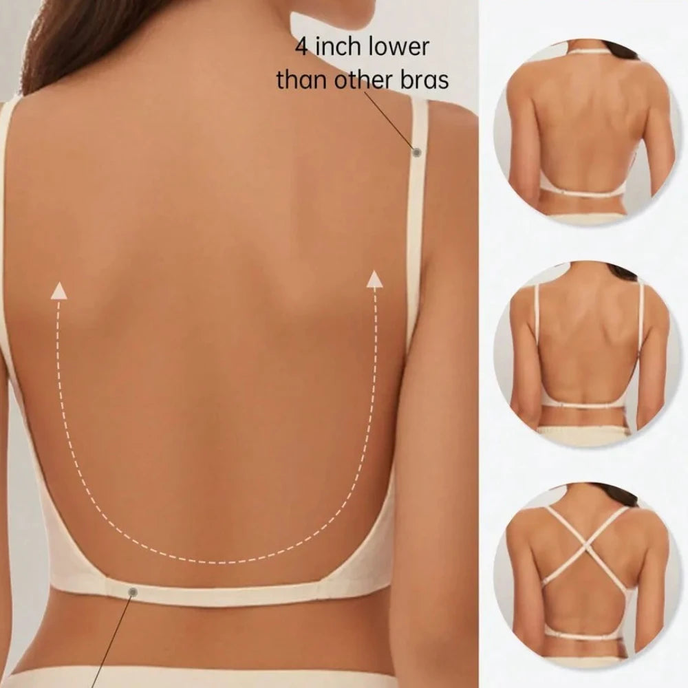 Invisible Bra Deep U Plunge Backless Strapless Push Up Bra for Dresses Lingerie Sexy Female Lingerie Бюстгальтер Женский