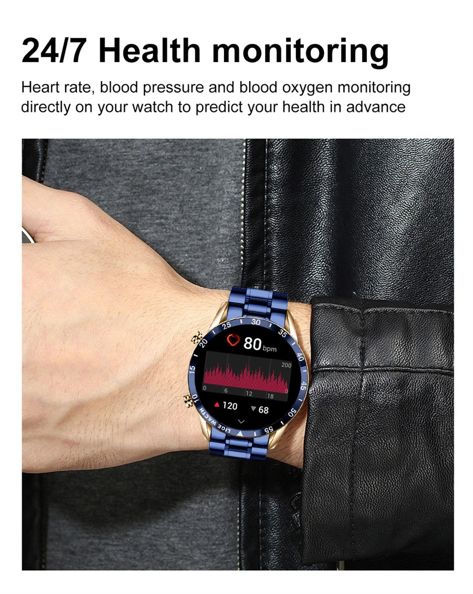 LIGE New Bluetooth Call Smart Watch Men Heart Rate Monitor Luxury Steel Sport Fitness Smartwatch IP67 Waterproof For Android iOS