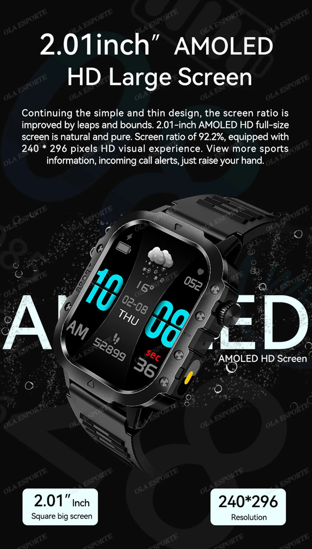 2026 Military SmartWatch Men IP68 5ATM Outdoor Sports Fitness Tracker Waterproof GPS Monitoring 1.96Inch BT Call For Android IOS