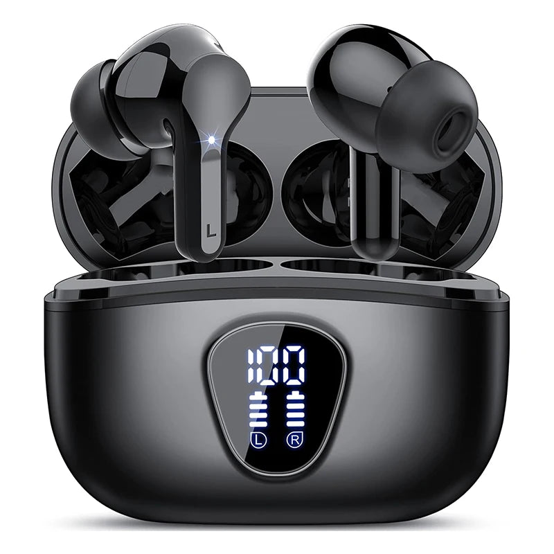 Wireless Ear Buds BT5.4 with LED Display IP7 Earphones HiFi Stereo Earbuds ENC Noise Cancelling Headphones with 48H Play Time