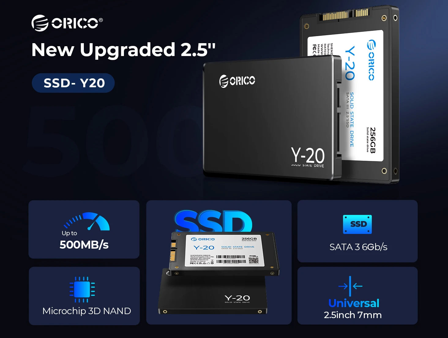 ORICO SATA III SSD 2.5” Internal Solid State Drive 3D NAND 512GB 1TB 2TB 4TB  UP to 550MB/s for Upgrade PC Laptop Desktops Y20