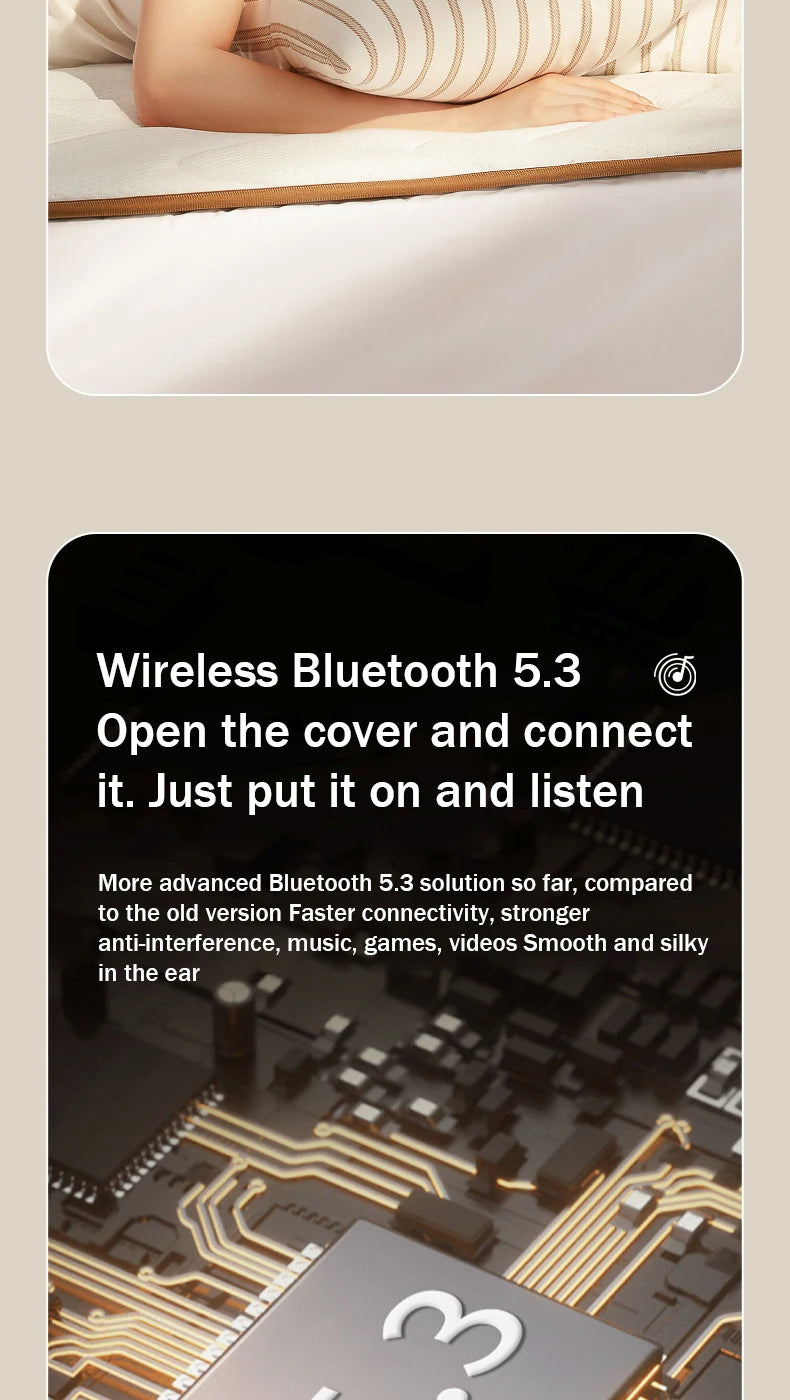 TWS Wireless Bluetooth 5.3 Earphone With Noise canceling LED Power Display Sport Earbuds Casein-Ear Music Clip on Earpods