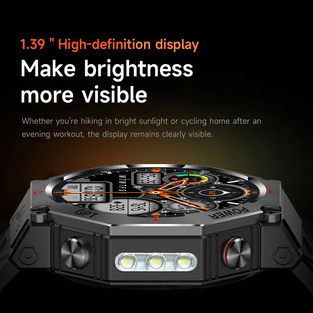 2026 NEW Military Outdoor GPS Sports Smart Watch Men 1.39" 5ATM Waterproof 530mAh ChatGPT AI Assistant Compass Smartwatch