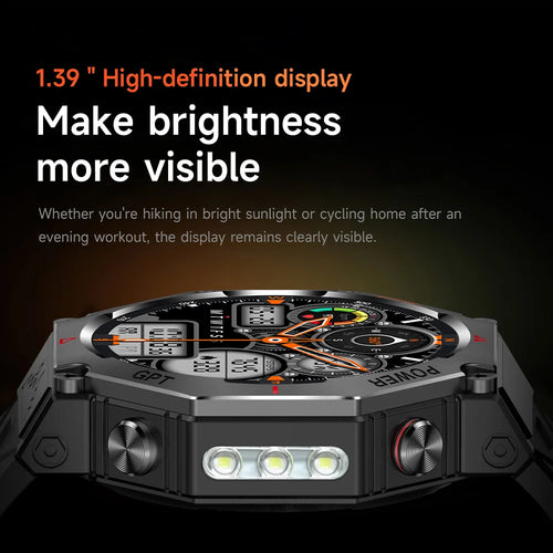 2026 NEW Military Outdoor GPS Sports Smart Watch Men 1.39" 5ATM Waterproof 530mAh ChatGPT AI Assistant Compass Smartwatch