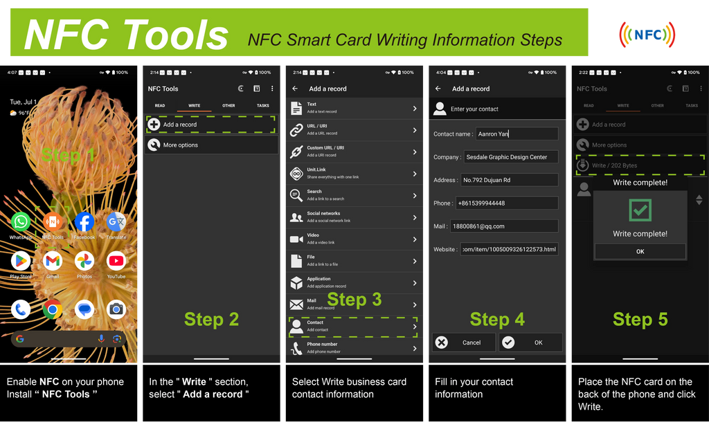 Custom NFC business cards Smart Badge NFC tags Electronic Visiting Card, PVC material waterproof and durable