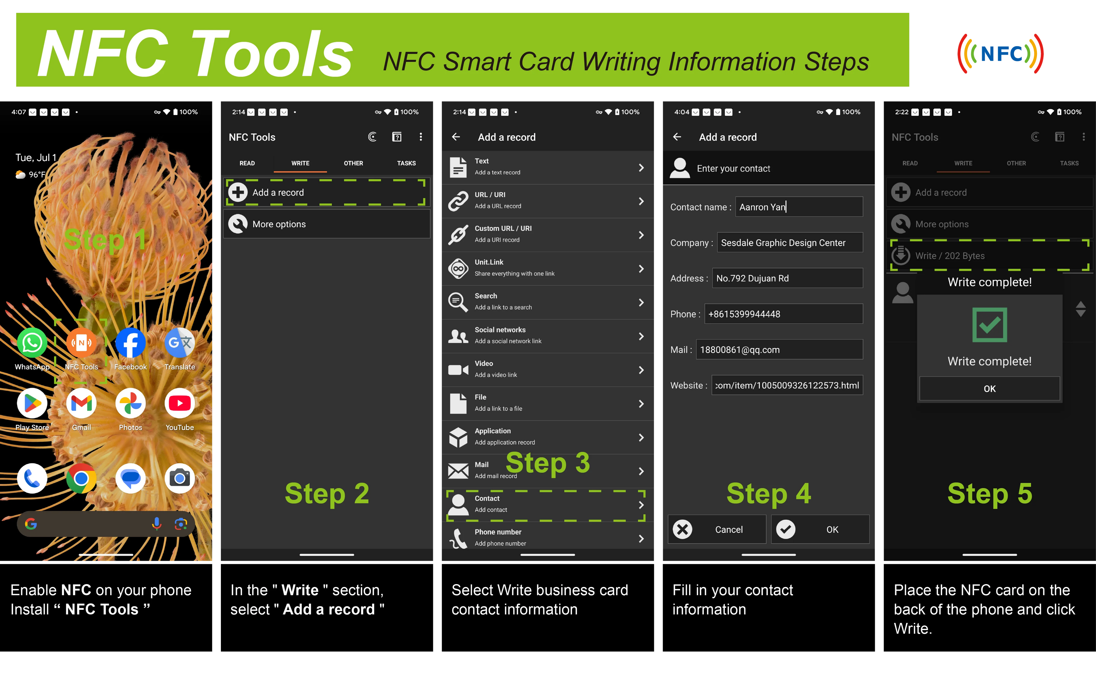 Custom NFC business cards Smart Badge NFC tags Electronic Visiting Card, PVC material waterproof and durable