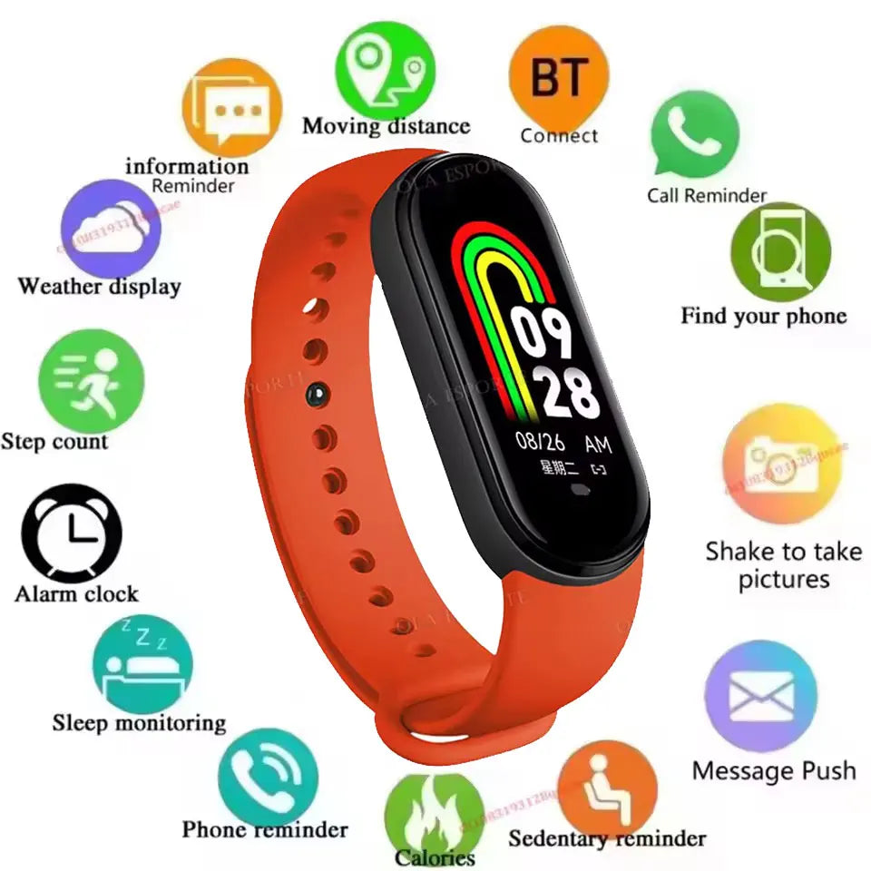 Sports Smart Watch Music Control Fitness Calorie Track Bracelet Phone Information Remind Steps Bluetooth Smart Watches M8 Band