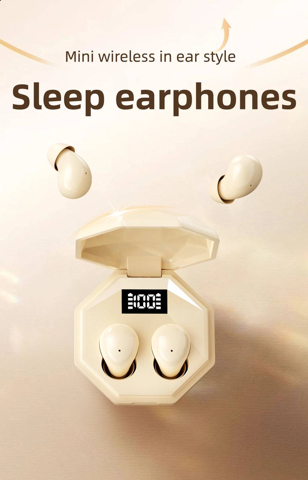 Mini Headphones Wireless Bluetooth Earphones 5.4 TWS In Ear Invisible Headsets HIFI Bass Sleep Earbuds Noise Reduction Earphone