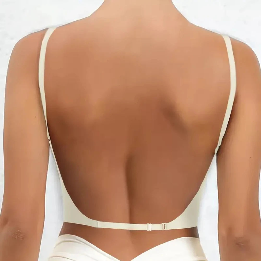 Invisible Bra Deep U Plunge Backless Strapless Push Up Bra for Dresses Lingerie Sexy Female Lingerie Бюстгальтер Женский