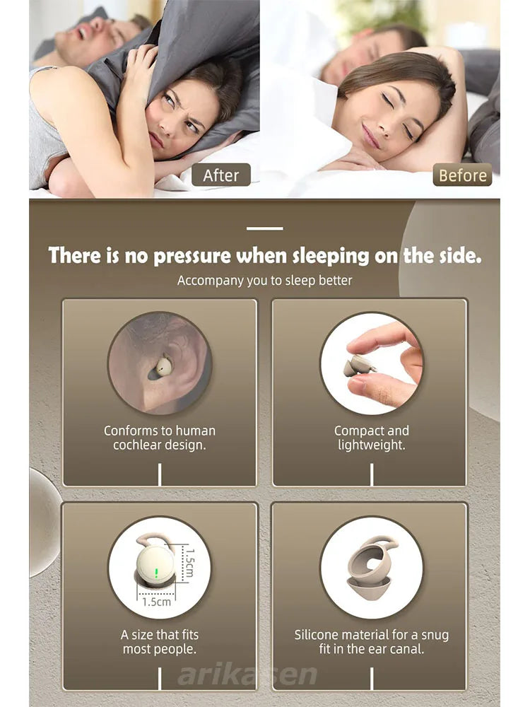 Sleeping Earbuds Bluetooth Mini invisible Small Bluetooth Eraphones Mini Comfortable Noise Blocking for Side Sleeping Home Work