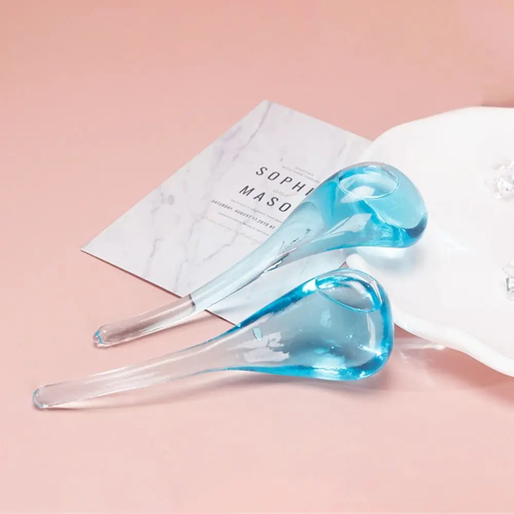 Glass Facial Massager Reusable Reduce Puffiness Skin Care Tools Portable with Glitter Powder Freezer Ice Globes Tool