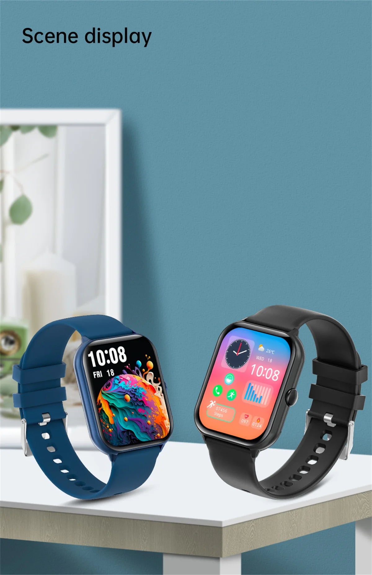 Smart Watch Men Women 1.95" HD ouch Screen Bluetooth Voice Call Heart Rate Monitoring Fitness Sports Tracker 100+ Sports Modes