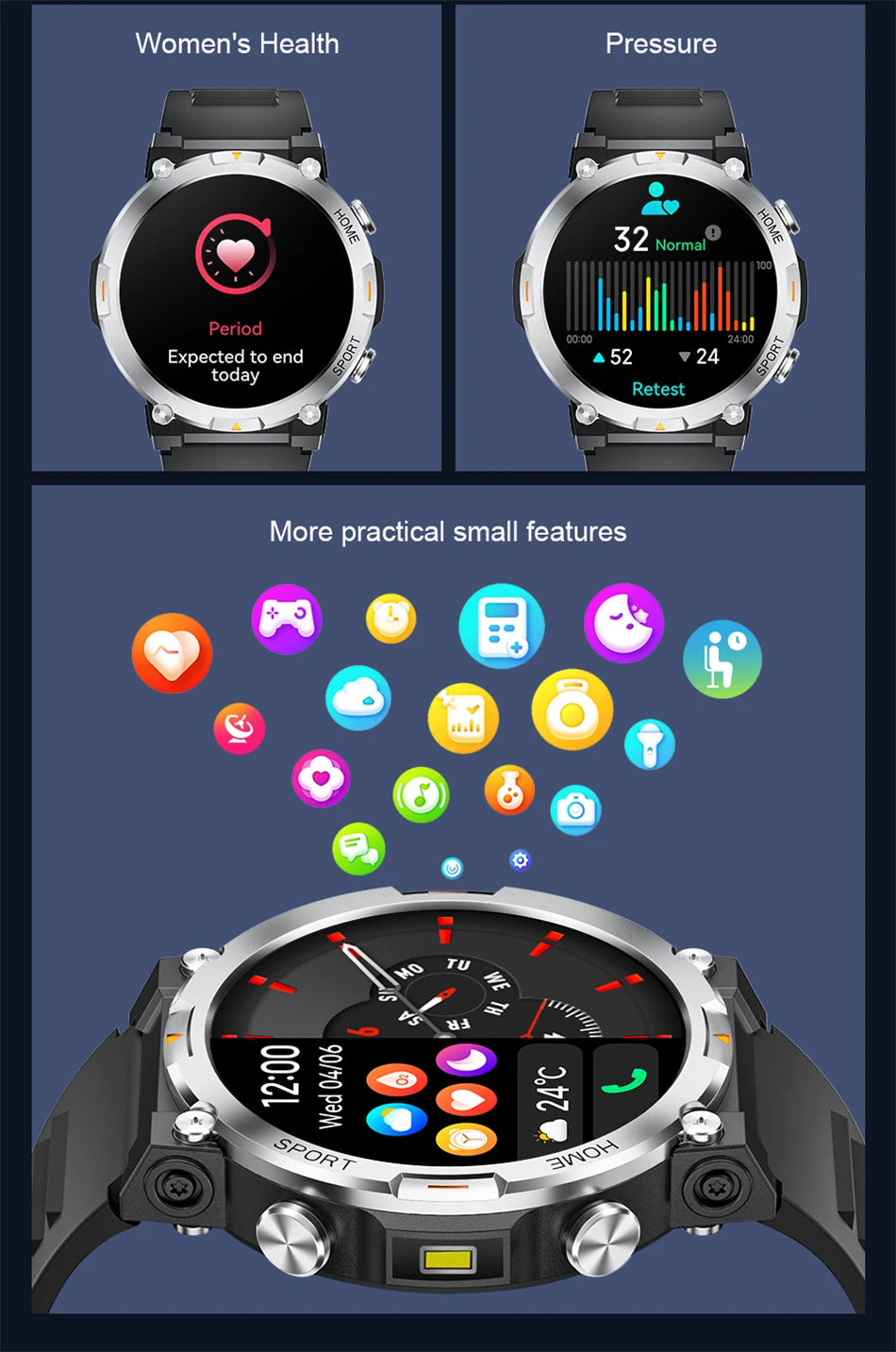 LIGE Smart Watches Men's Rugged Military Bluetooth Call IP68 Waterproof Sports Fitness Outdoor Health Smartwatch For Android IOS