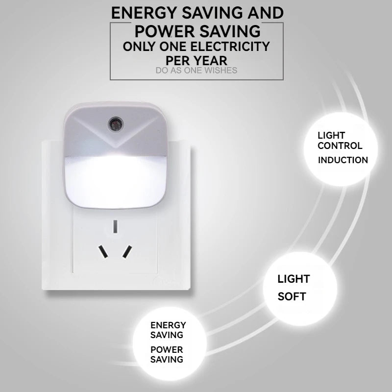 Smart Auto LED Night Light: Motion Sensor & Dusk-to-Dawn Plug-in for Energy Saving Home/Gift