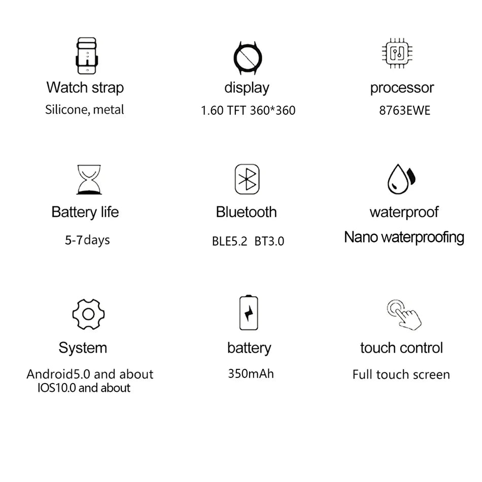 Bluetooth Call Smartwatches Ladies AMOLED HD Screen Heart Rate Monitor Bluetooth Call IP68 Waterproof Smart Watch 2025 New