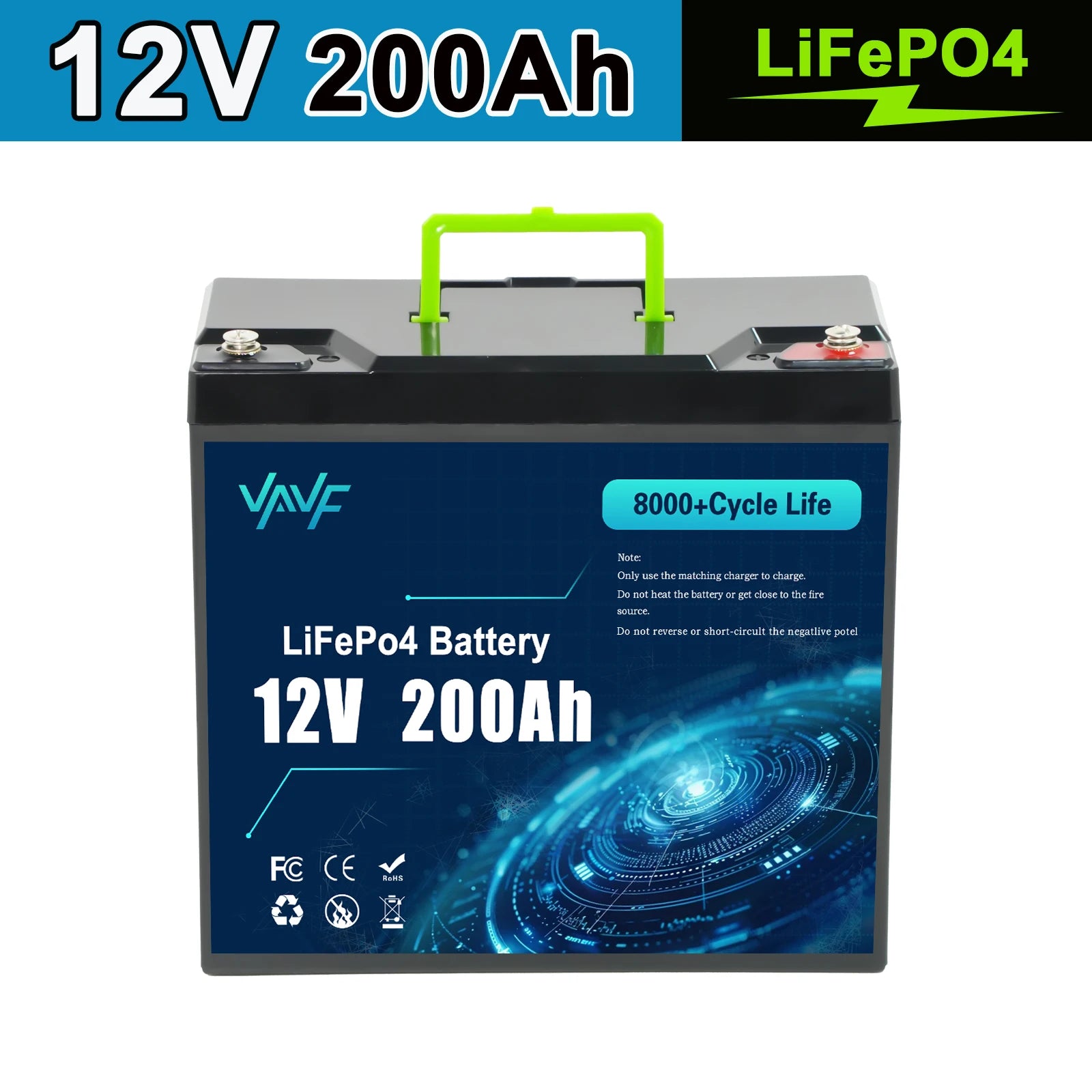 12V 200Ah LiFePO4 Battery with BMS 8000+🌻Cycles,for,Off-Road Adventures🏋️& Off-Grid Homes,Solar Energy Storage,RV Travel,Boats