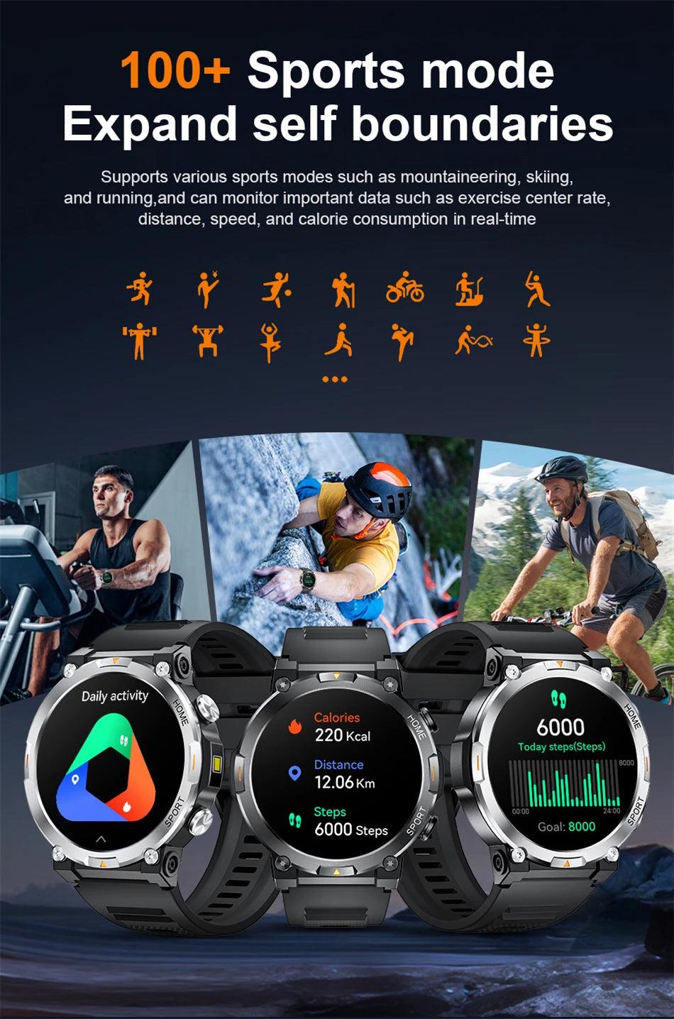 LIGE Smart Watches Men's Rugged Military Bluetooth Call IP68 Waterproof Sports Fitness Outdoor Health Smartwatch For Android IOS