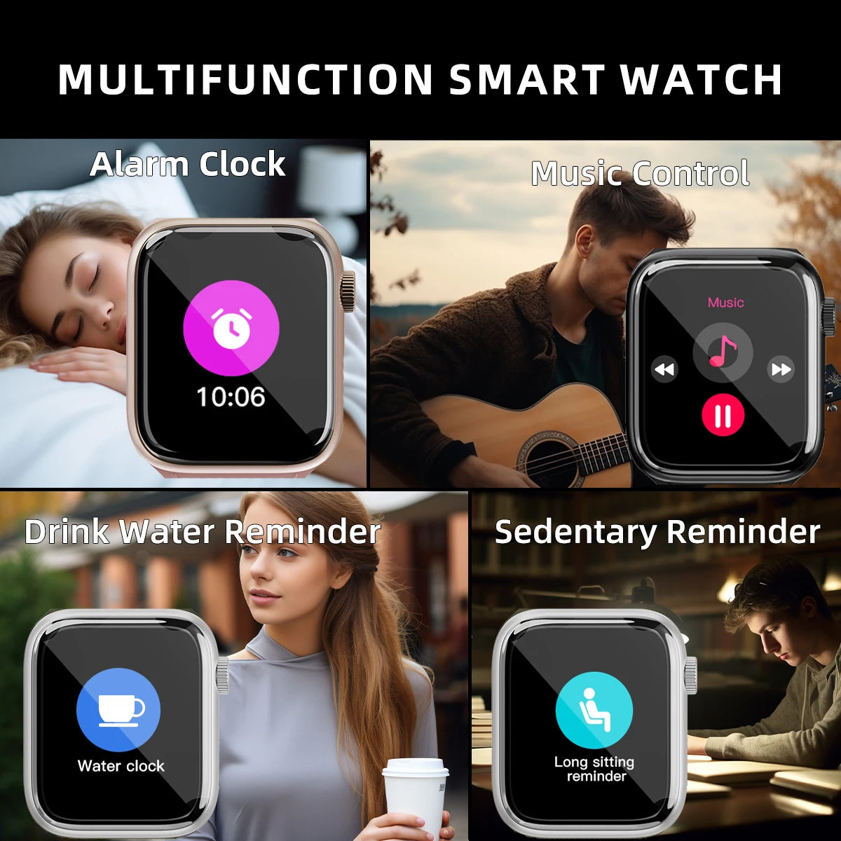 Fashion Sports Smart Watch  Men & Women 1.83in Full Touch Screen Fitness Tracker  Watch