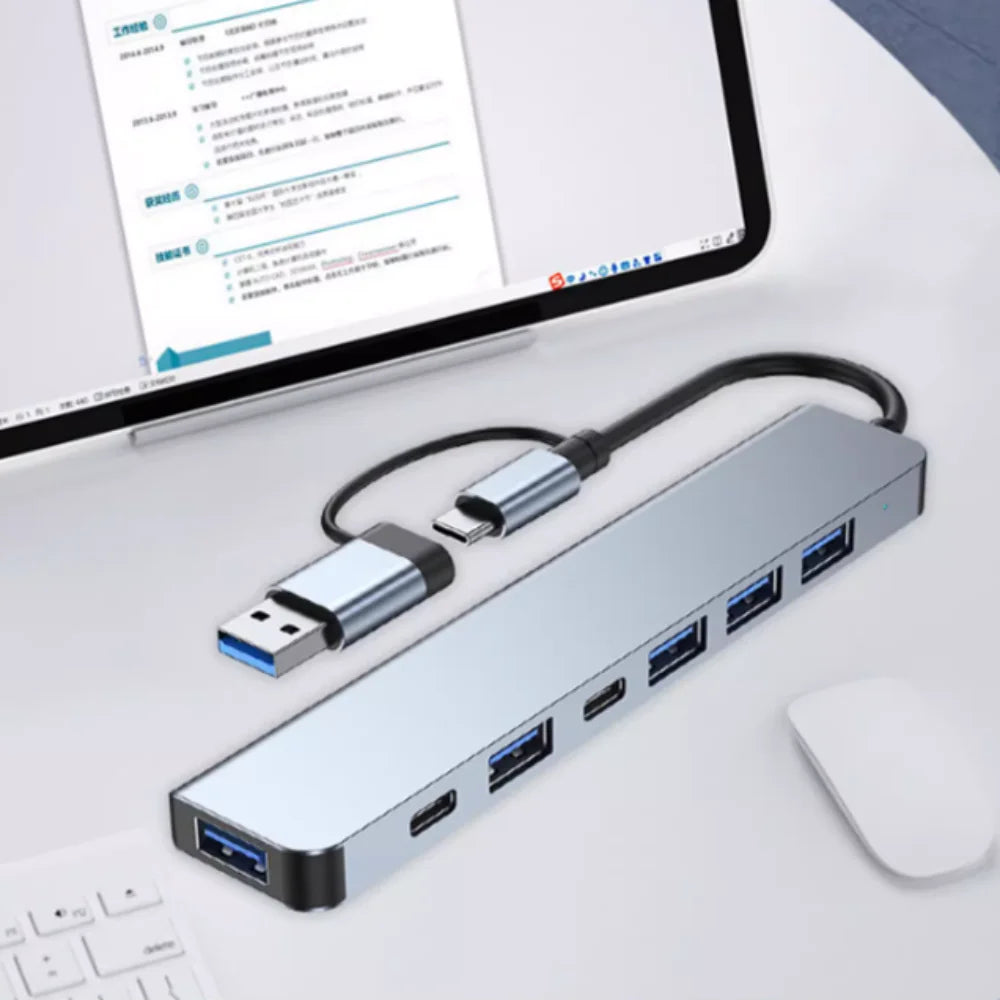 1 To 7 Type-c Expansion Dock Hub Multi Interface Multifunctional 7-in-1 USB Splitter Splitter Grey Type-C Docking Station
