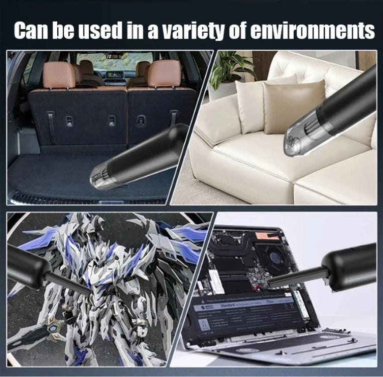 Mini Portable Car Vacuum Cleaner, Type-C Rechargeable Wireless Blower & Suction, Multifunctional, Ideal for Car