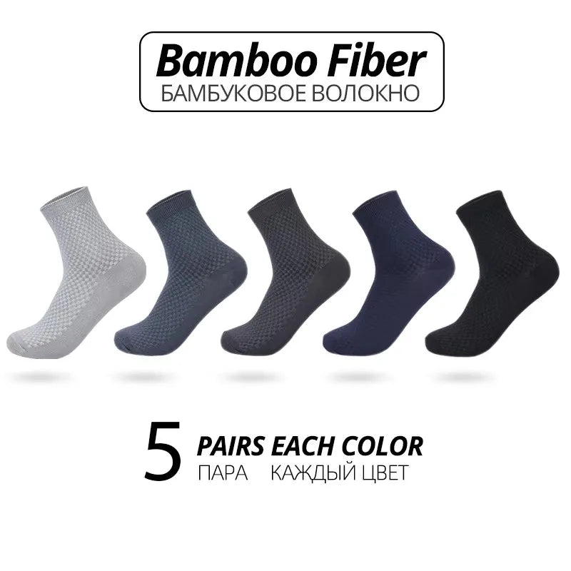 Bamboo Fiber Men Socks 5Pairs/Lot New Classic Business Long Socks Summer Winter Casual Man Dress Sock