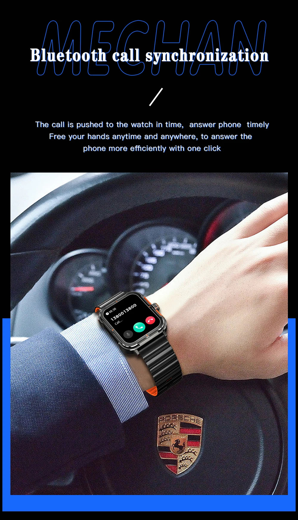 D09 Smartwatch 1.83inches IPS HD 240x285 Full Touch Screen 128MB RAM Bluetooth 5.0 IP67 Waterproof Fitness Android Watch