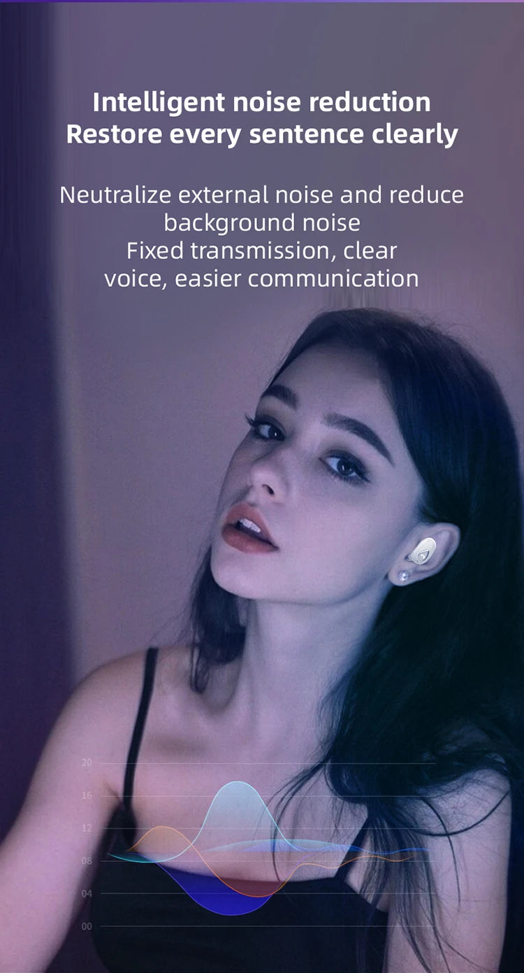 Mini Invisible Wireless Bluetooth 5.0 Earphone Noise Cancelling Headphone Handsfree Stereo Headset Sports Earbud With Microphone
