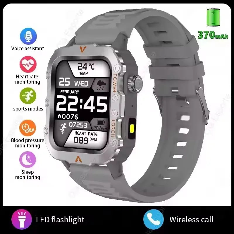 2025 New Military Smart Watch Men Waterproof Outdoor Sports Fitness Tracker Health Monitor 2.19" BT Call Smartwatch HT30