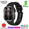 LIGE Military Smart Watch Men Outdoor Sports 3ATM Waterproof  Blood Oxygen Bluetooth Call Watches Men Smartwatch For Android New