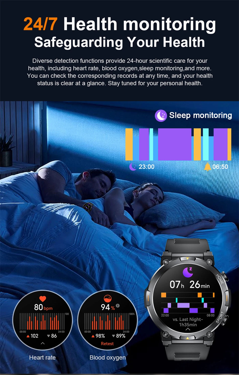 LIGE Smart Watches Men's Rugged Military Bluetooth Call IP68 Waterproof Sports Fitness Outdoor Health Smartwatch For Android IOS