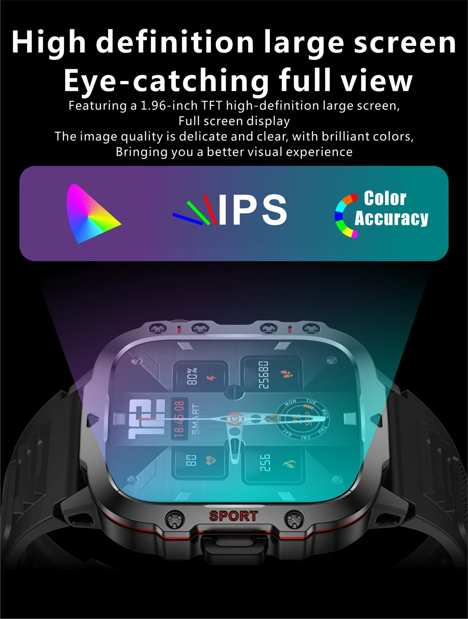 LIGE Military Smart Watch Men Outdoor Sports 3ATM Waterproof  Blood Oxygen Bluetooth Call Watches Men Smartwatch For Android New