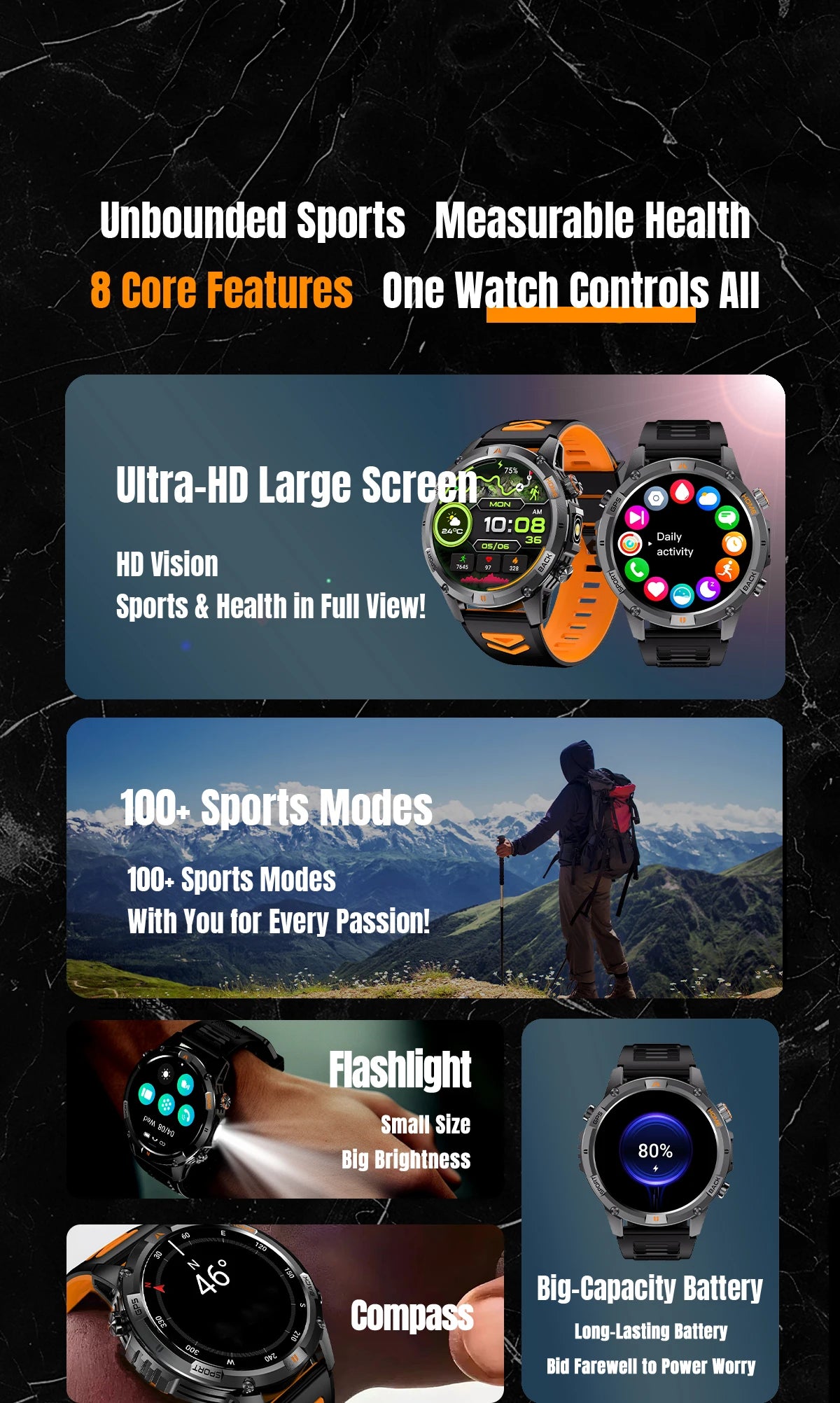 2026 GPS Military Smart Watches Men 10ATM Waterproof Call LED Flashlight 1.46" Rugged Tactical Watch Compass Fitness Smartwatch