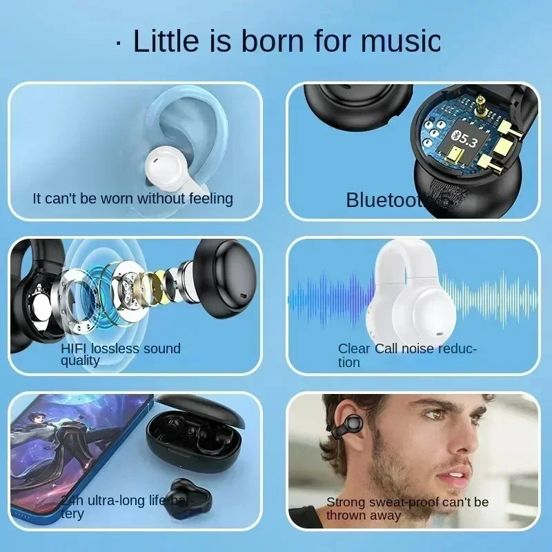 Wireless Earphone Noise Reduction Bluetooth LDE Power Display Earbuds in-Ear Headsets with Mic Touch Control for Phone