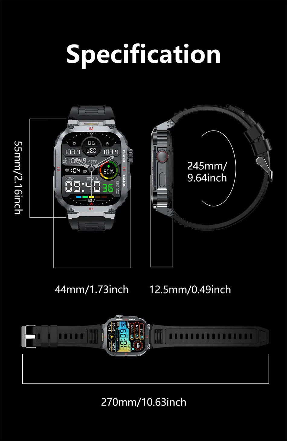 Outdoor Military Smartwatch Men GPS Sports Android iOS 1.91-inch Touch Screen Bluetooth Call Waterproof Smart Watch Android IOS