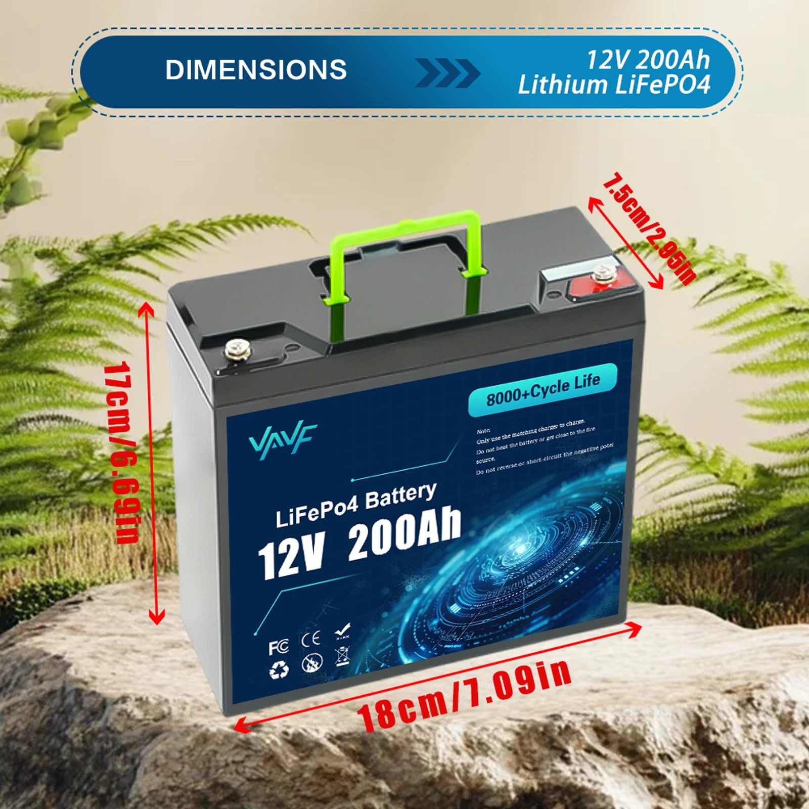 12V 200Ah LiFePO4 Battery with BMS 8000+🌻Cycles,for,Off-Road Adventures🏋️& Off-Grid Homes,Solar Energy Storage,RV Travel,Boats