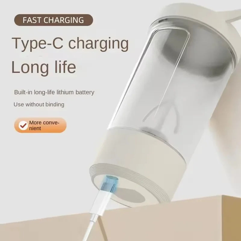 USB Rechargeable TransparentFood-Grade PP Material with Measurement Markings, Perfect for Coffee,Protein Shakes