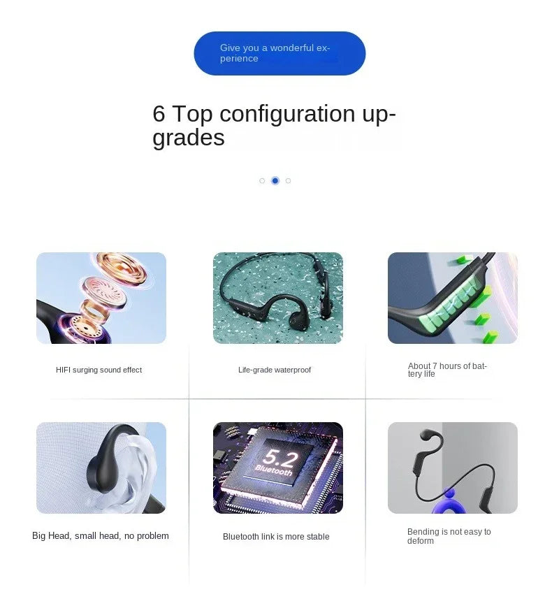 for shokz open ear run Bone Conduction Bluetooth Headphones Wireless Sport soft bass Fitness Cycling headsets working earphones