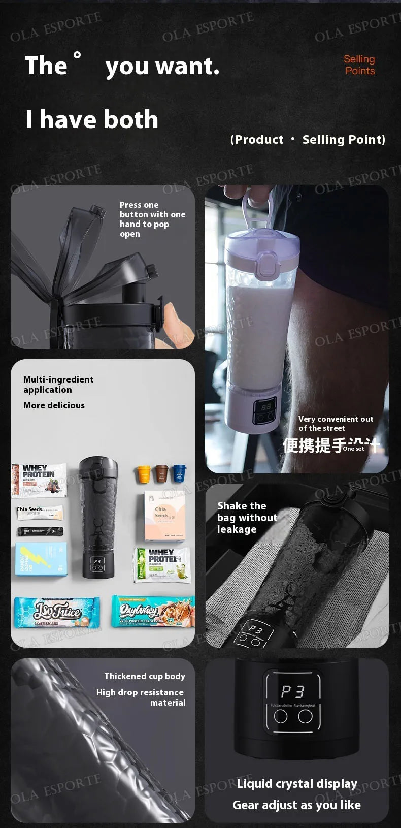New In Auto Mixing Cup 3 speed Power Electric Shaker Bottle For milkshake Coffee Protein Shakes Fitness Blender Kitchen Outdoor