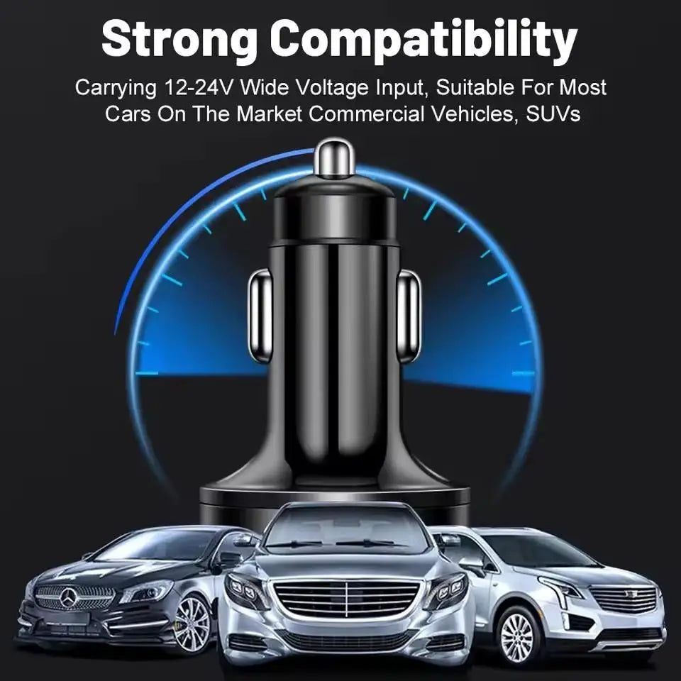 300W 4USB + 2PD Car Fast Charger  – 6 Ports Type C PD Quick Charge 3.0 Car Charger with LED Voltage Display