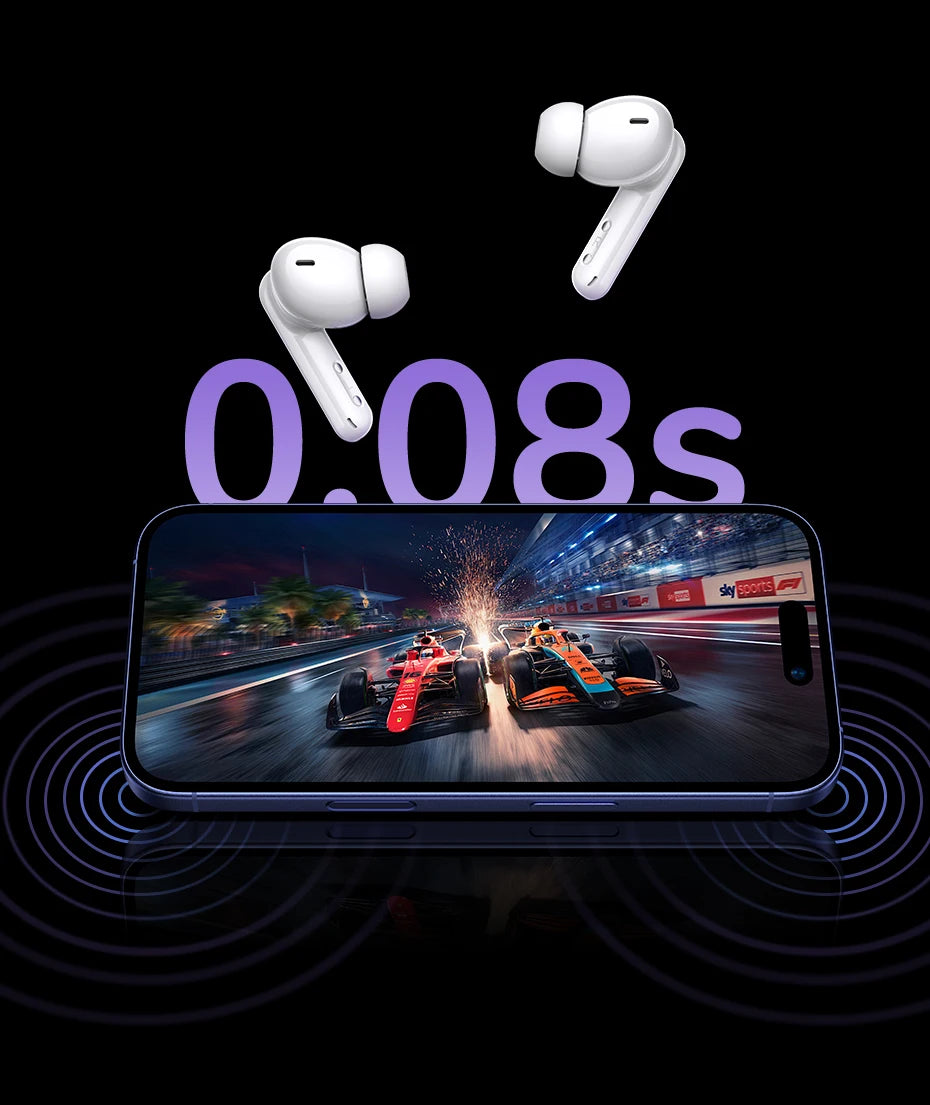 LCD Full Color Smart Screen Wireless TWS Bluetooth Earphones Earbuds 52dB Active Noise Cancelling ANC In Ear Headphones